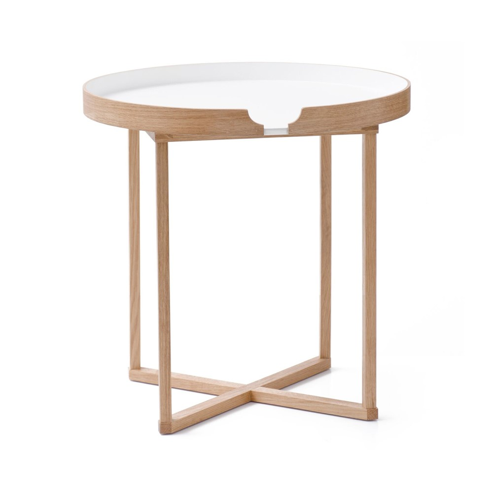 Damien Round table, H45 x W45 x D45cm, White/Oak-0