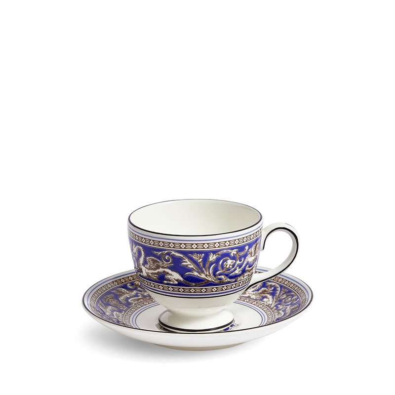 Florentine Teacup and Saucer, 174ml, Marine-0