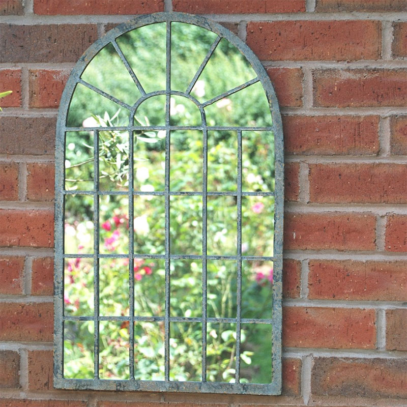 Arch Window Outdoor Mirror, 60cm, Grey-1