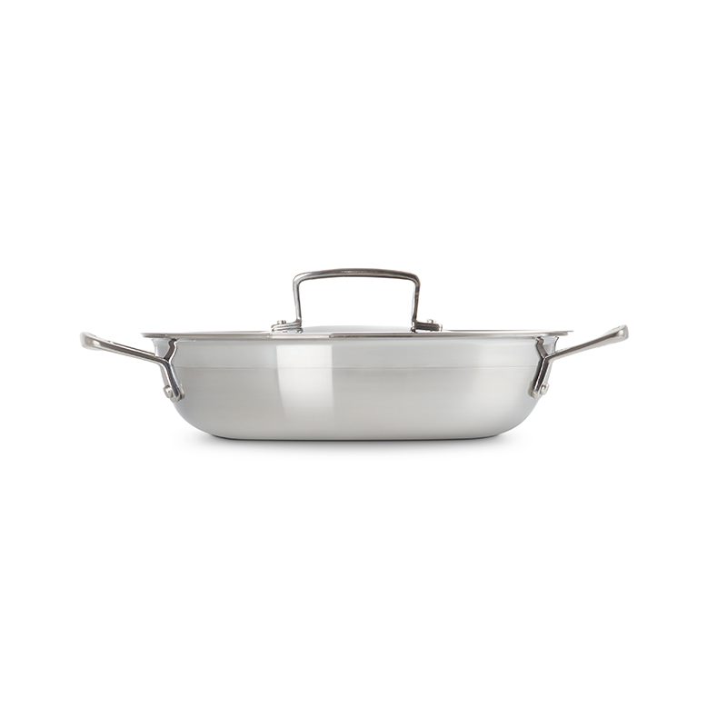 3 Ply Stainless Steel - Uncoated Shallow casserole, 24cm - 2.3 litre-4