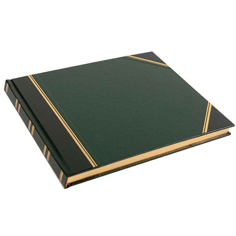 Traditional Plain Page Visitors Book, 23.5 x 28.5cm, Green-1