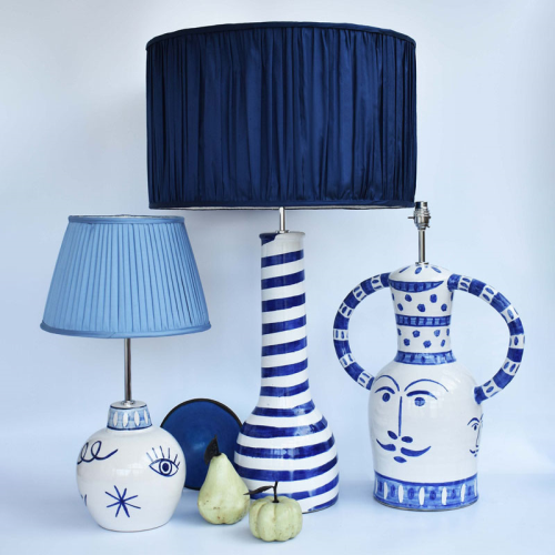 Côte d’Azur Collection Soho Hand Glazed Ceramic Table Lamp Base Only, Blue-1