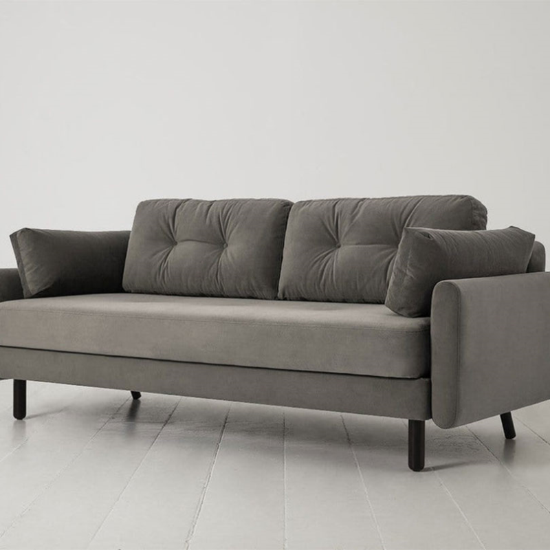 Model 04 3 Seater Velvet Sofa, Elephant-1