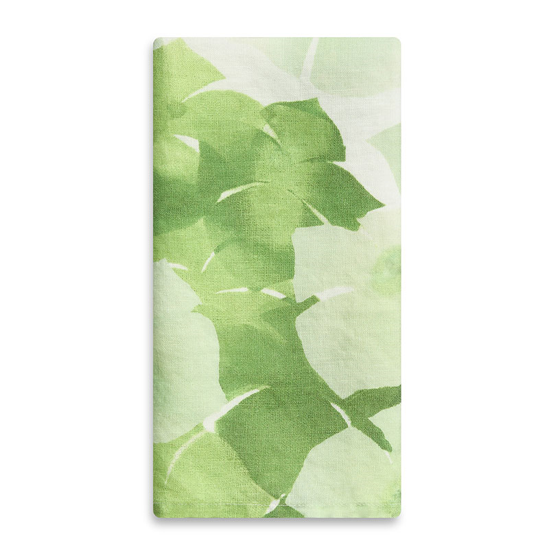 White Hydrangea Linen Napkin, 50cm x 50cm, Green-2