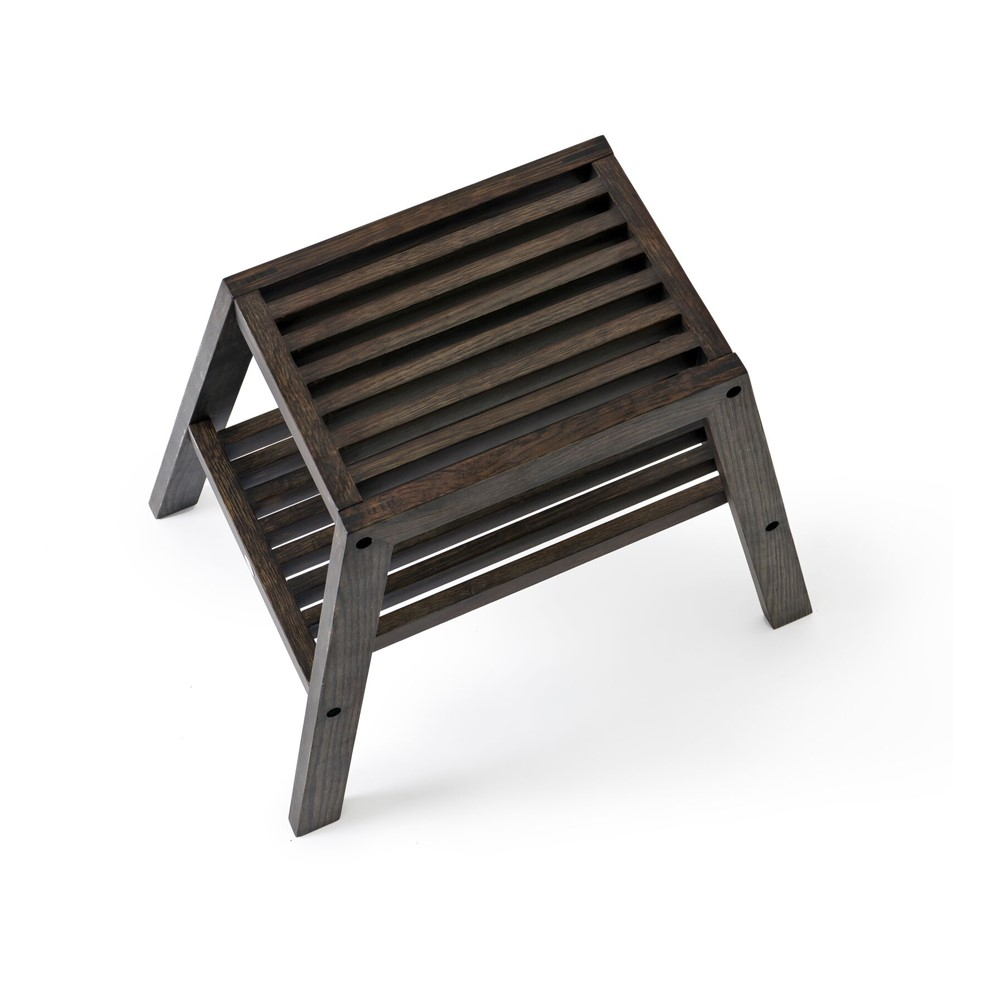 Slatted stool, H42 x W50.5 x D35.4cm, Black-2