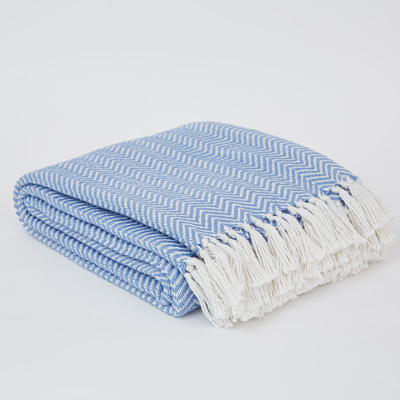 Herringbone Blanket, 250cm x 130cm, Cobalt-1