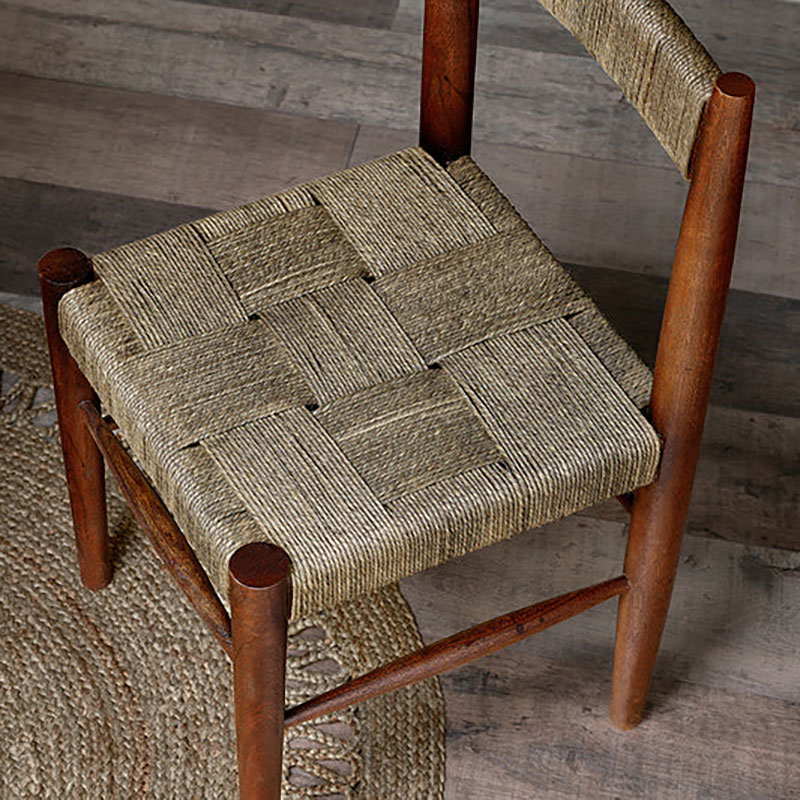 Ranunak Acacia Woven Dining Chair, Washed Walnut-2