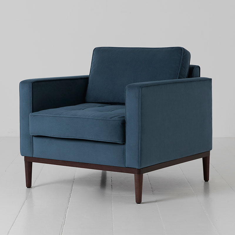 Model 02 Velvet Armchair, Teal-1