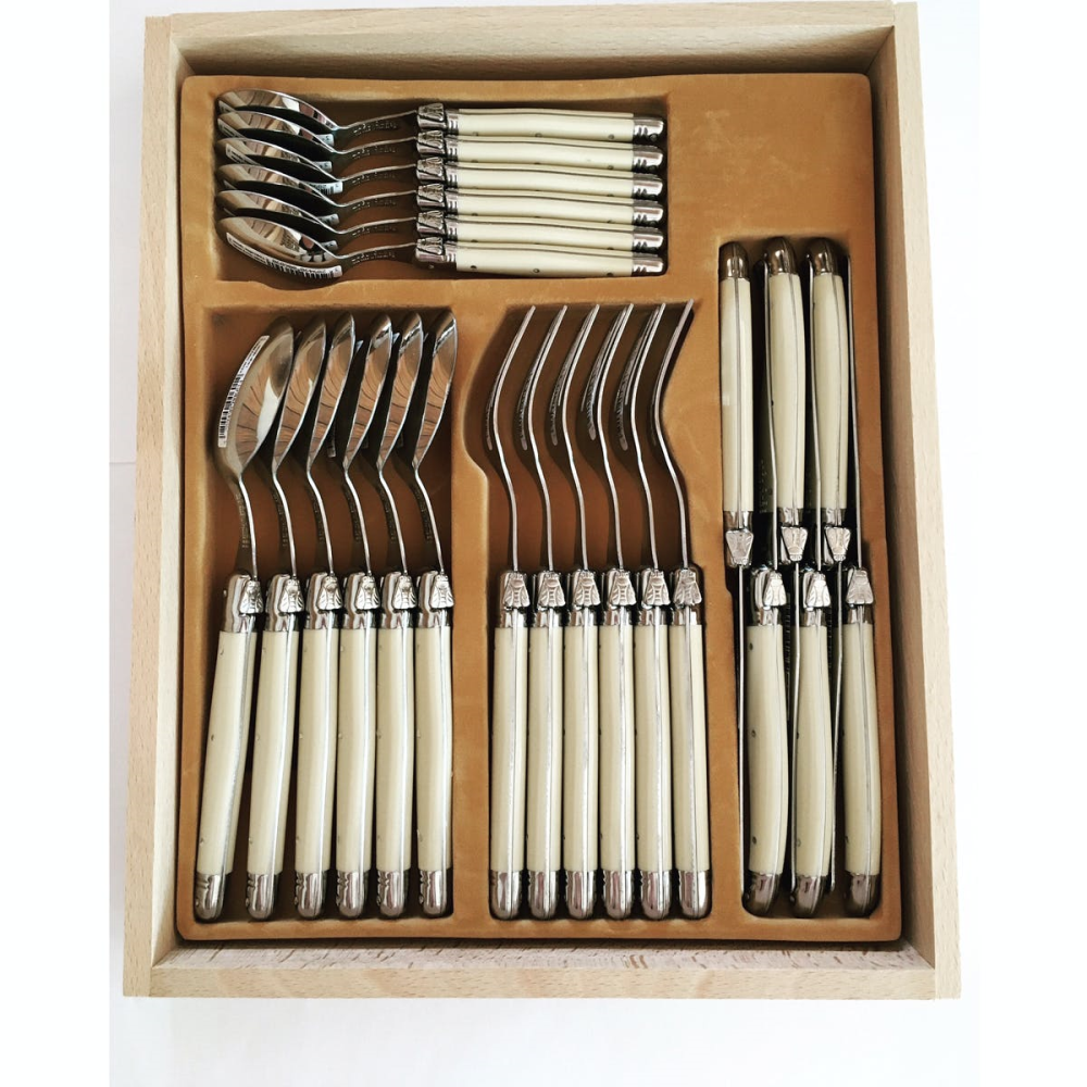 24 Piece Cutlery Set, Ivory Handle-0