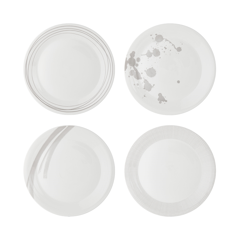 Pacific Dinner Plates Set of 4 Assorted, D28cm, Stone-0