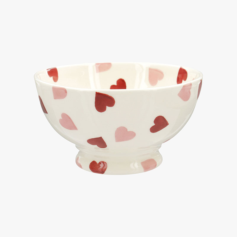 Pink Hearts French Bowl, D13.5cm, Cream-0