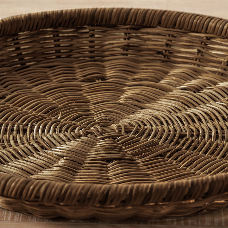 Pecan Rattan Round Tray, D43cm, Brown-4