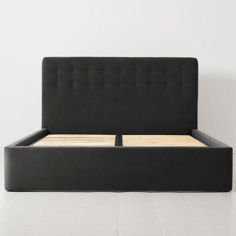 Bed 01 Velvet King Size Frame, Charcoal-1