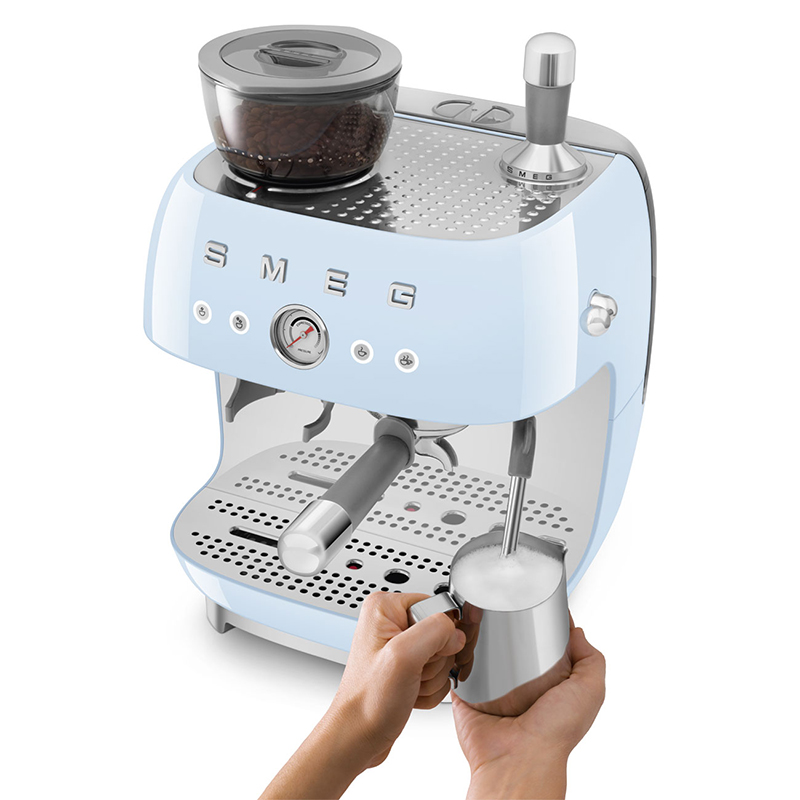 Espresso Coffee Machine with Grinder, Pastel Blue-4