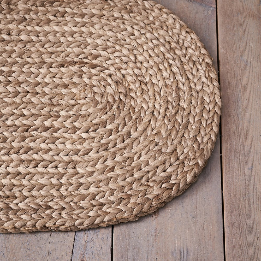 Braided oval doormat, 77 x 46cm, natural jute-1