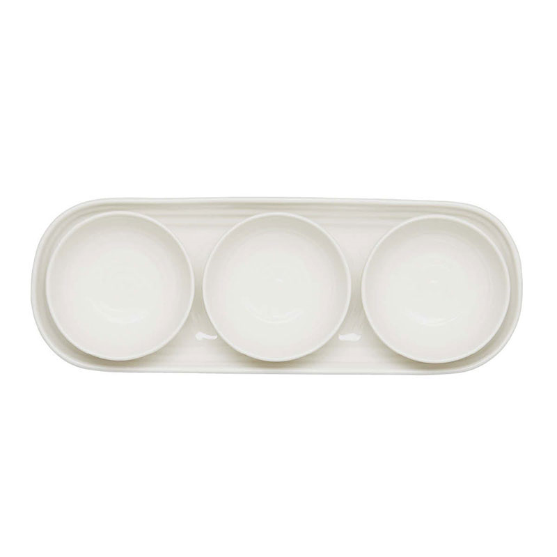 3 bowl & tray set, White-6