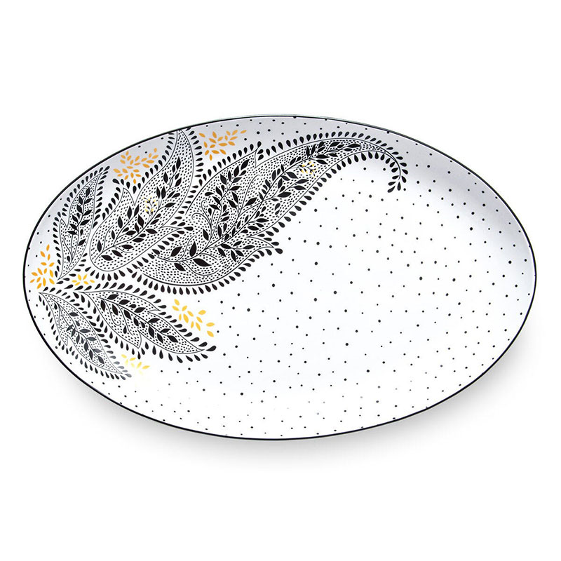 Artisanne Noir Serving Platter, L43.5 x W28cm, Monochrome-2