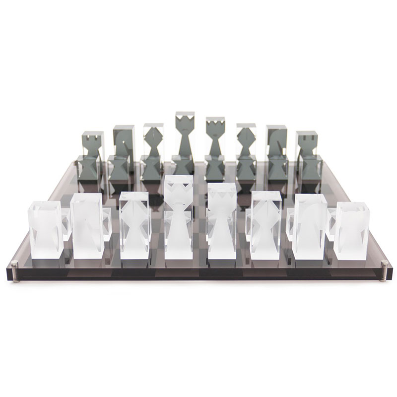 Acrylic Chess Set, 44 x 44cm, Grey-1