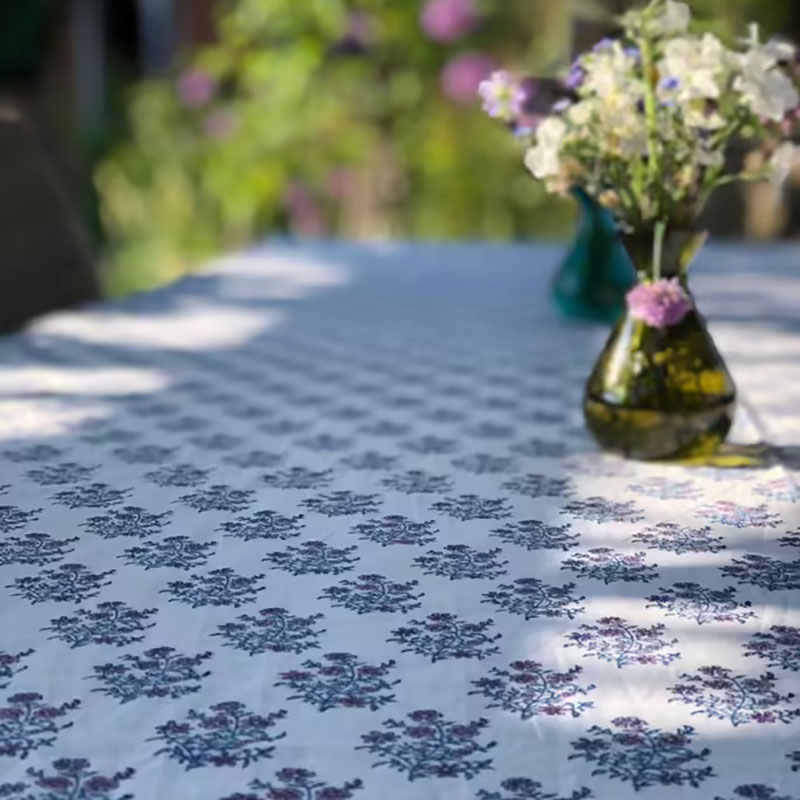 Mayo Flowers Tablecloth, 170 x 270cm, Pink & Blue-0