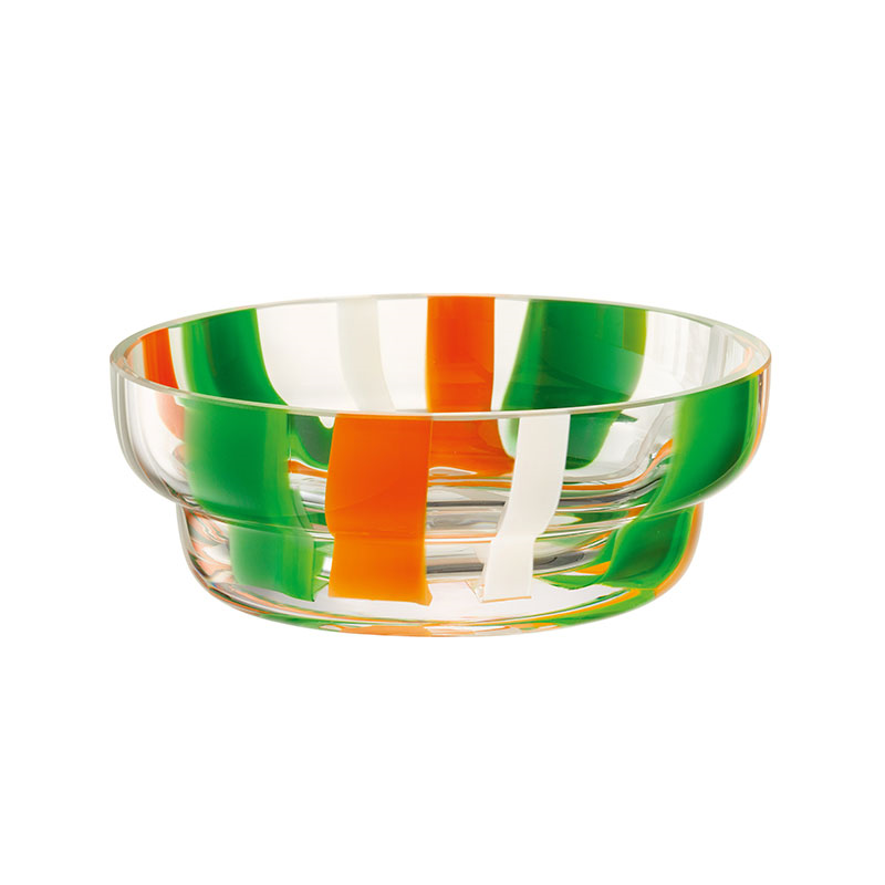 Folk Bowl, D15cm, Green/Orange/White-1