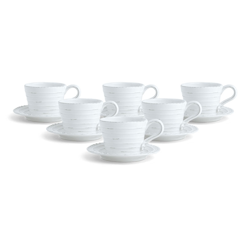 Bowsley Set of 6 Cup & Saucers, 240ml, White-1