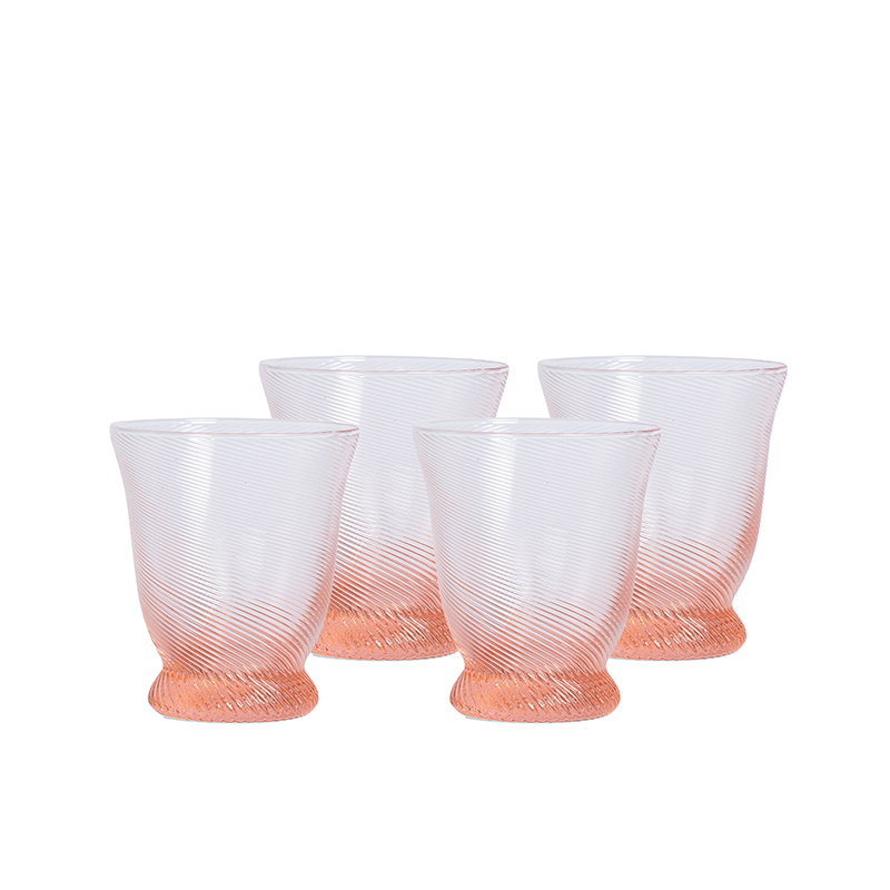 Spiral Set of 4 Tumbler Glasses, 175ml, Pink-0