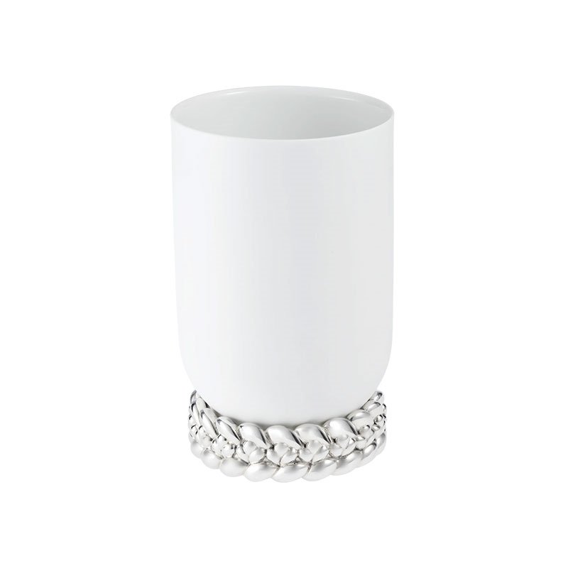 Babylone Vase, H19 x D11.5cm, White & Silver-0