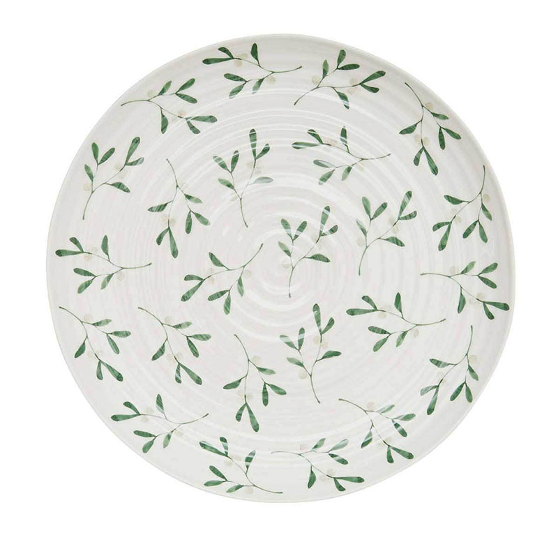 Mistletoe Cake stand, Dia32 x H6cm, white/ green-3