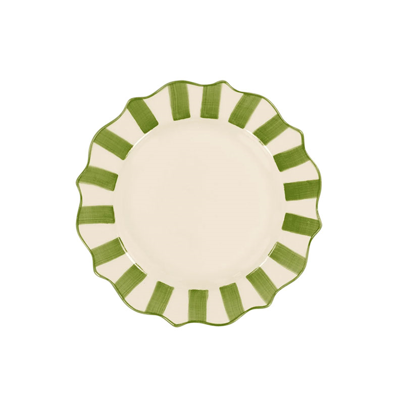 Scalloped Breakfast Plate, D22cm, Green-1