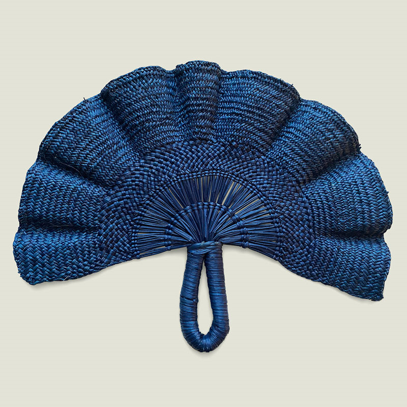 Classic Handwoven Fan, 24cm, Blue-1