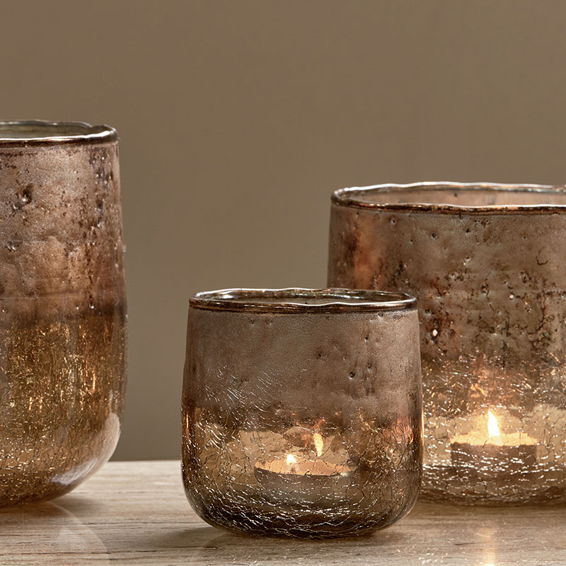 Konara Tealight Holder, D9cm, Copper Smoke-2