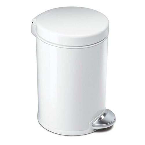 Round Pedal Bin, 4.5L, White Stainless Steel-2