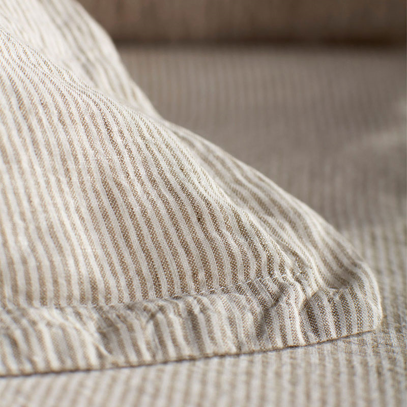 Sid Stripe Linen Oxford Pillowcase, Standard, Natural Stripe-1