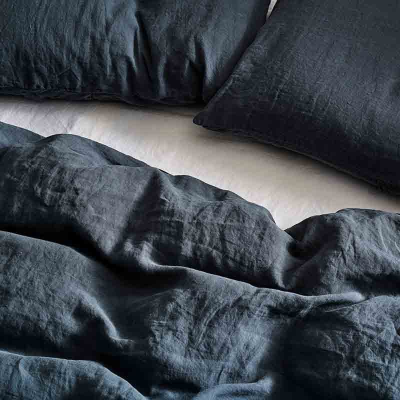 Linen Pair of Standard Pillowcases, Ink-1