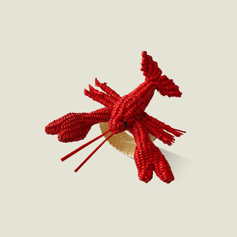 Narino Lobster Set of 4 Woven Napkin Rings, Red-1