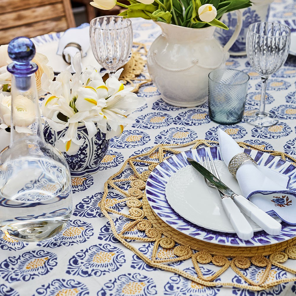 Bali Blue Tablecloth, 150 x 300cm, White-1