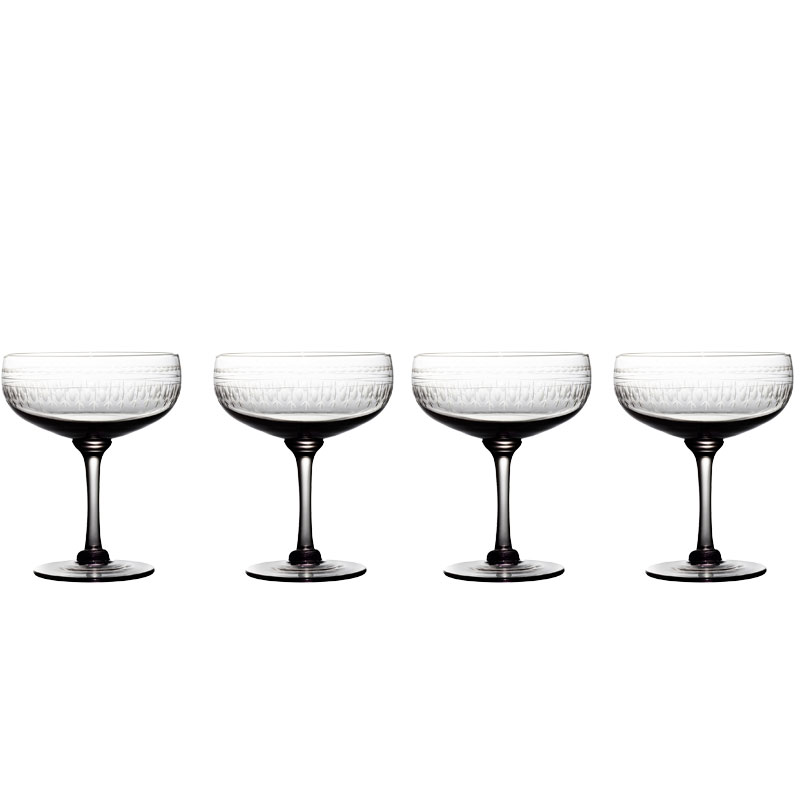 Ovals Set of 4 Cocktail Glasses, 210ml, Smoky-0