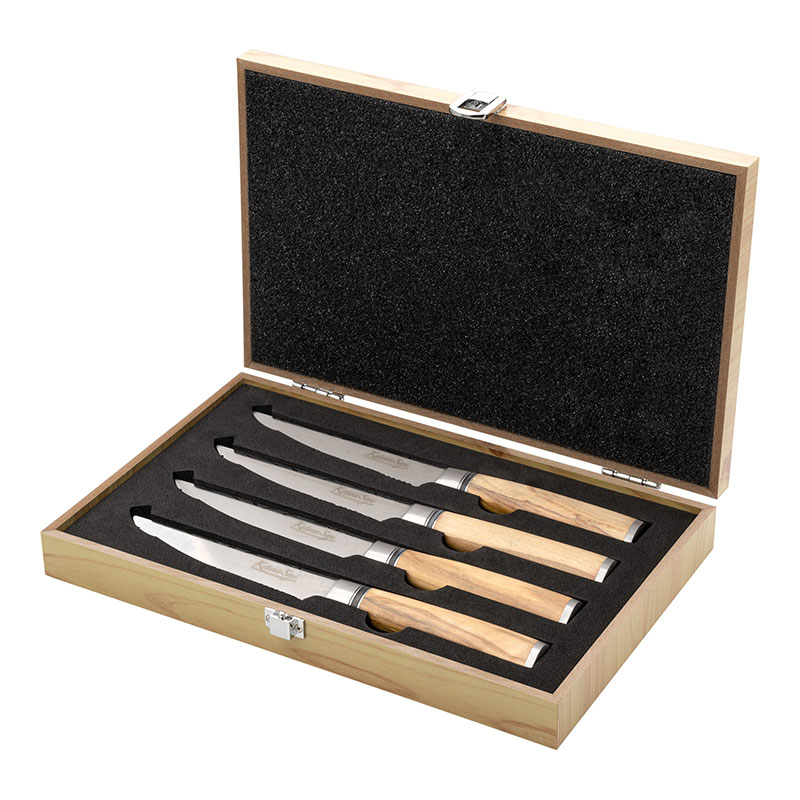 Katana Saya Olive Wood 4 Pce Steak Knife Set-1