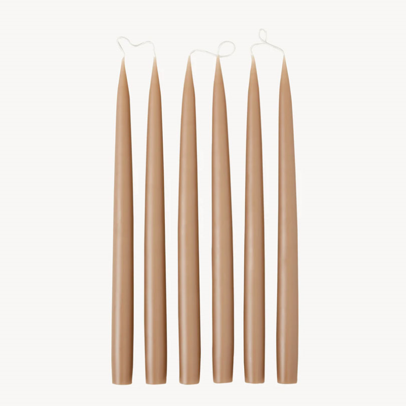 Set of 6 Tapered Dinner Candles, H35cm, Cappuccino-0