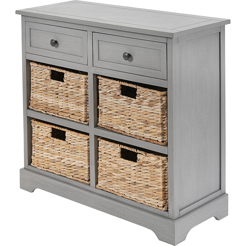 Devonshire 2 Drawer Basket Unit, Grey-2