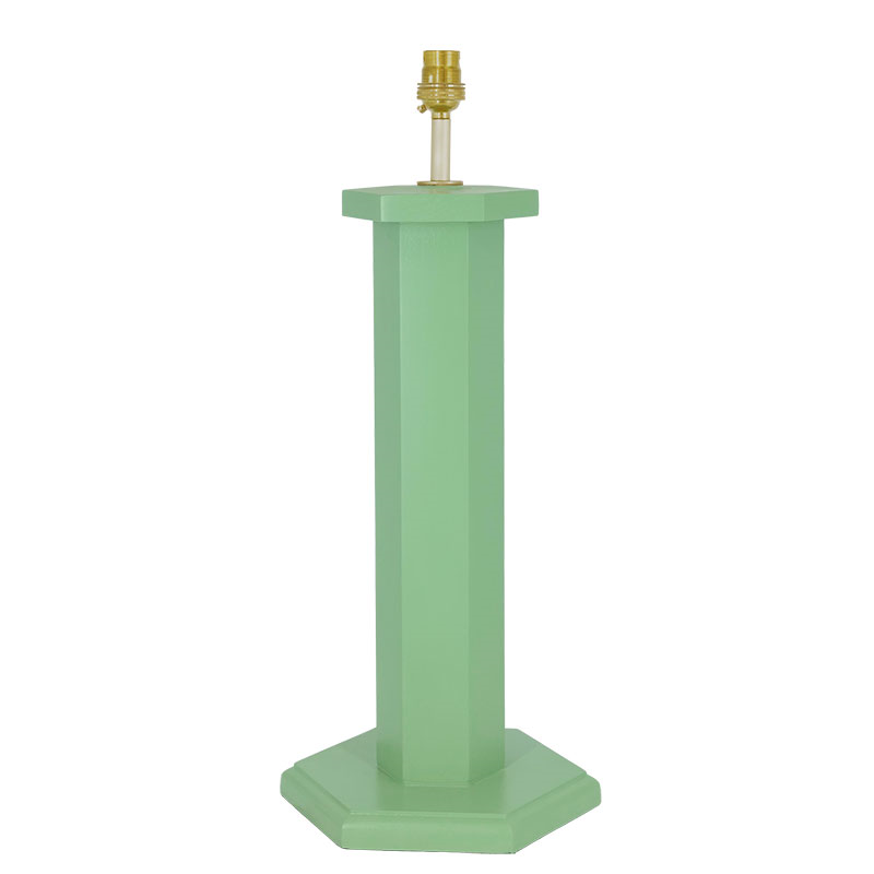 Hexagon Table Lamp Base, H47cm, Turtle Green-3