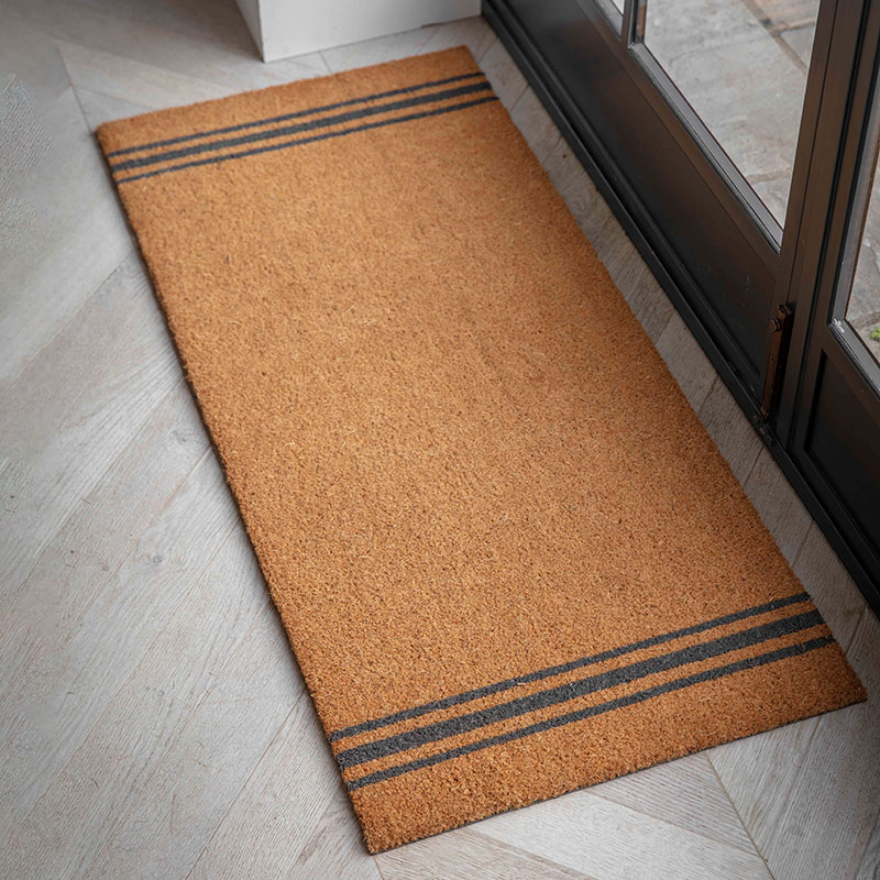 Triple Stripe Doormat, L125 x W55cm, Beige-0