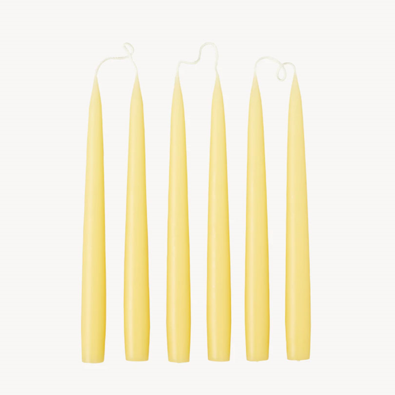 Set of 6 Tapered Dinner Candles, H25cm, Pale Yellow-0