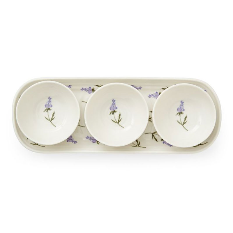 Lavendula 3 Dip Bowls & Tray, Multi-3