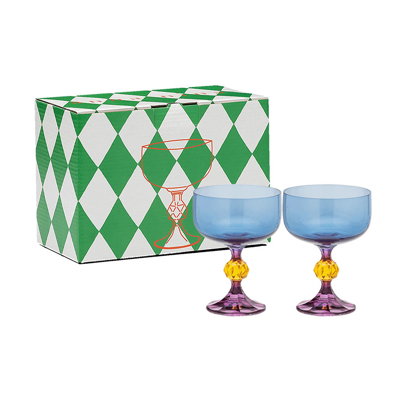 Bliss Set of 2 Cocktail Glasses, Blue & Purple-4