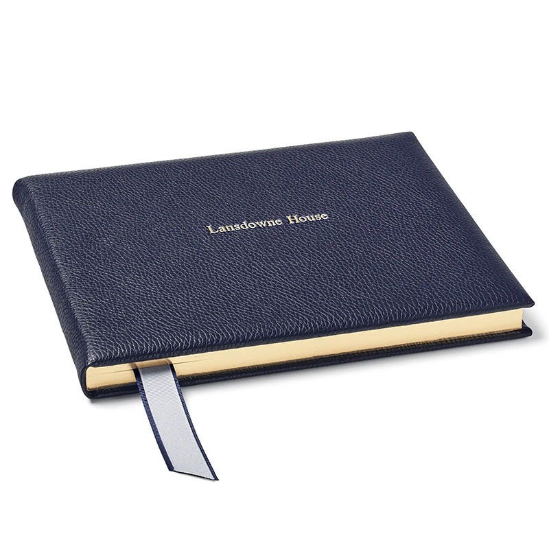 Classic Guest Bookwith A4 Plain Pages, Navy Pebble-1