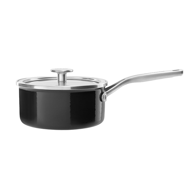 Steel Core Enamel Saucepan, 20cm, Onyx Black-0