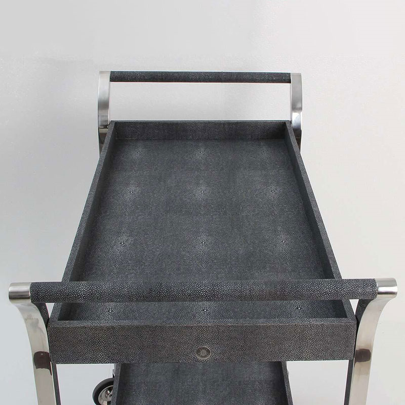 Woodstock Drinks Trolley, Charcoal Shagreen-6