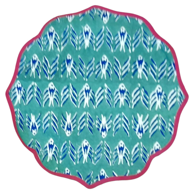 Ikat Placemat, D40cm, Blue-0