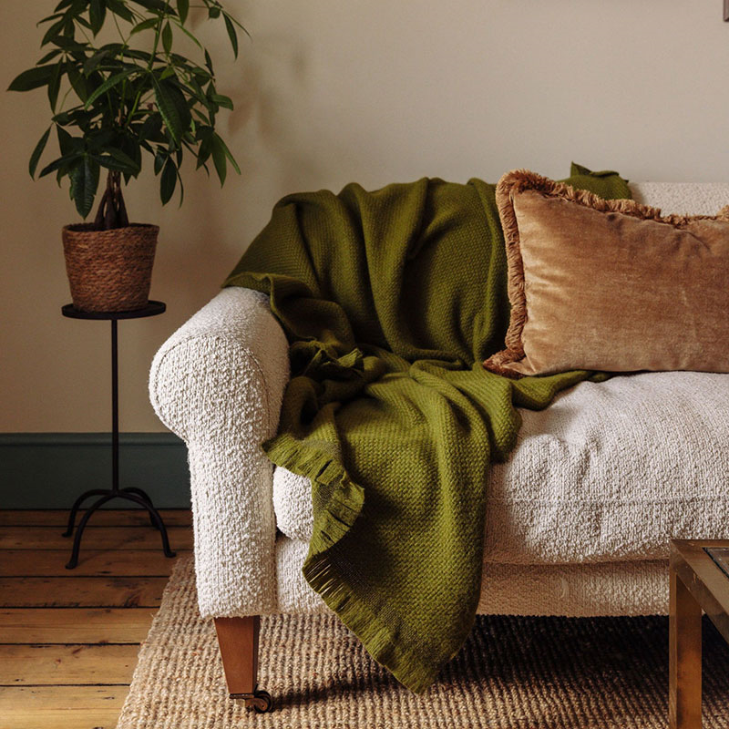 Alpaca Basketweave Throw, 130 x 180cm, Fern-0